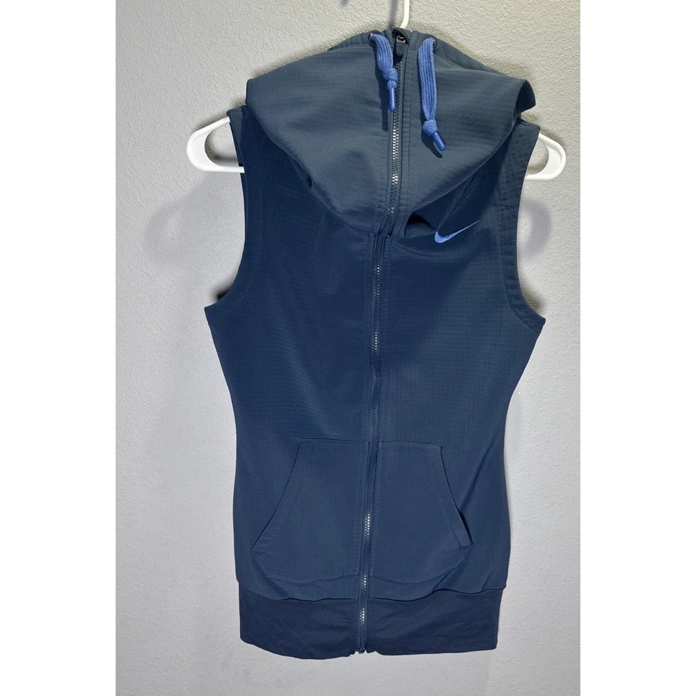 Nike Women's XSmall Thermal Vest blue Full Zip Cowl Neck Waffle Lining